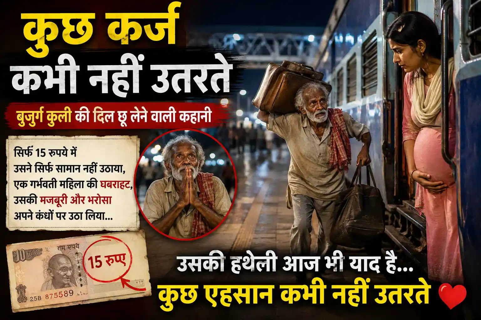 बुजुर्ग कुली की मदद और कुछ कर्ज कभी नहीं उतरते की भावुक कहानी